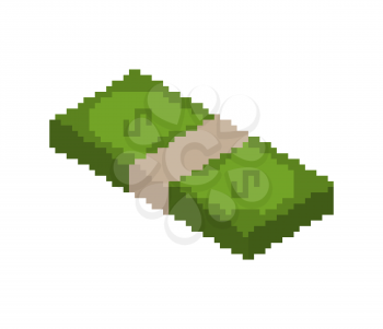 stack of money pixel art. pile of cash pixelated. Dollars isolated