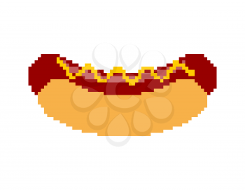 Hot dog pixel art. Fastfood pixelated. Fast food isolated
