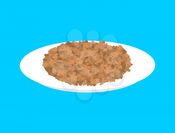 Lentil cereal in plate isolated. Healthy food for breakfast. Vector illustration
