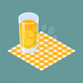 Glass of juice on napkin. Vector illustration
