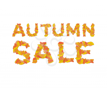 Autumn sale. Yellow leaves of ABC. autumnal alphabet. Letters of fallen leaves