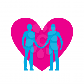 Gay love. LGBT heart. Guys hold hands. Together forever. Vector illustration
