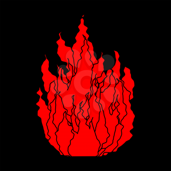 Fire symbol isolated. Flame on black background. Vector illustration