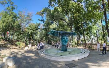 Odessa, Ukraine - 09.03.2018. Panorama view of the Greek park restored this summer in Odessa, Ukraine, on a sunny day