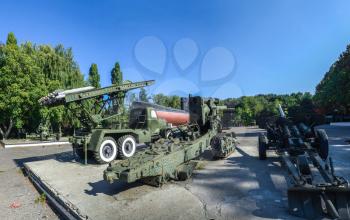 Odessa, Ukraine - 09.18.2018. Memorial of the heroic defense of Odessa in a sunny summer day. Coastal artillery no. 411