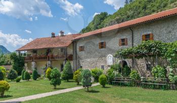 Kolasin, Montenegro - 07.16.2018.  Orthodox monastery Moraca. One of the most popular places to visit tourists  in Montenegro.