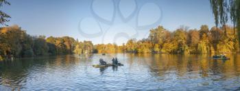Uman, Ukraine - 10.13.2018. Amazing autumn at the Upper Pond in Sophia Park in Uman