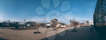 Odessa, Ukraine - 10.20.2018. Panoramic view of biopark and zoo near Odessa, Ukraine in a sunny autumn day