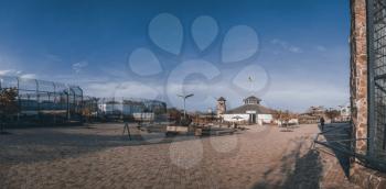 Odessa, Ukraine - 10.20.2018. Panoramic view of biopark and zoo near Odessa, Ukraine in a sunny autumn day