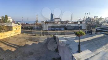 Odessa, Ukraine - 09.11.2018. Early autumn morning on Primorsky Boulevard in Odessa, Ukraine. Panoramic view