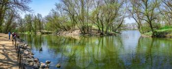 Lake in the reserve Askania-Nova in Ukraine in a sunny spring day