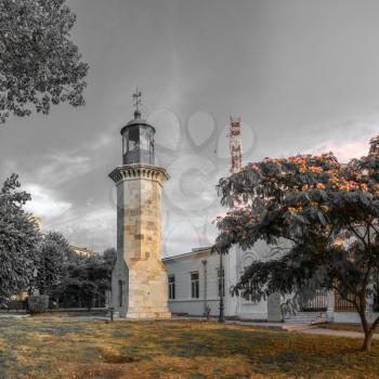 Constanta, Romania – 07.09.2019.  The Old Lighthouse in Constanta, Romania, on a sunny summer morning