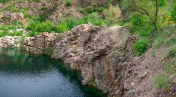 Radon Lake in a place of flooded granite quarry near the Southern Bug river in Mygiya village, Ukraine