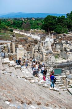 Ephesus, Turkey – 07.17.2019. The antique Great Theatre of Ephesus on a sunny summer day