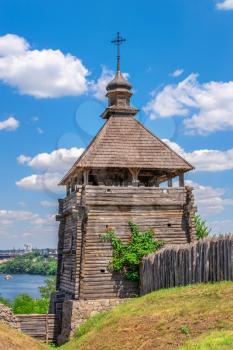 Zaporozhye, Ukraine 07.20.2020. Fortification Watchtower in the National Reserve Khortytsia in Zaporozhye, Ukraine, on a sunny summer day