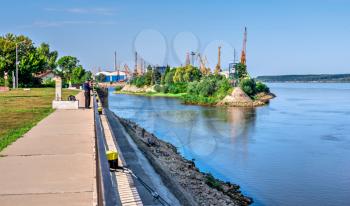 Ruse, Bulgaria - 07.26.2019. Embankment of Ruse on the Danube River in Bulgaria on a sunny summer day