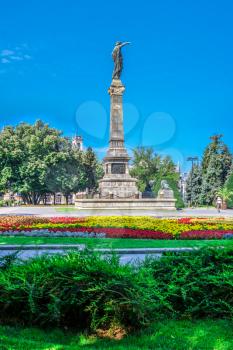 Ruse, Bulgaria - 07.26.2019. Freedom Square in Ruse city, Bulgaria, Bulgaria, on a sunny summer day