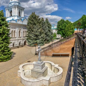 Svyatogorsk, Ukraine 07.16.2020. the Holy Mountains Lavra of the Holy Dormition in Svyatogorsk or Sviatohirsk, Ukraine, on a sunny summer morning