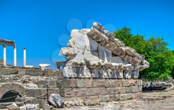 Ruins of the Ancient Greek city Pergamon in Turkey on a sunny summer day