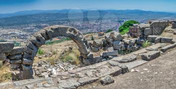 Ruins of the Ancient Greek city Pergamon in Turkey. Big size panoramic view  on a sunny summer day