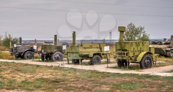 Pobugskoe, Ukraine 09.14.2019. Old military equipment in the Soviet Strategic Nuclear Forces Museum, Ukraine, on a sunny day