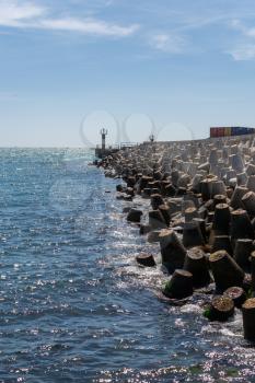 Odessa, Ukraine 06.06.2020. Quarantine pier in the seaport of Odessa, Ukraine, on a sunny summer day