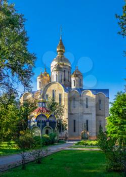 Cherkasy, Ukraine 07.12.2020. St. Michaels Cathedral in Cherkasy, Ukraine, on a sunny summer morning