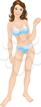 Young european woman's body template in underwear. Sexy teen, vector illustration