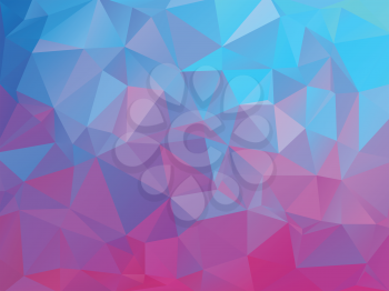 Abstract low poly natural polygonal background. Smooth spring colors blue to purple. Vector illustration