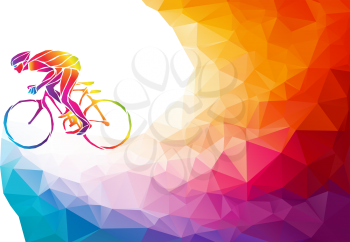 Professional cyclist involved in a bike race. Vector multicolor rainbow colors artwork. Vector illustration. Eps10