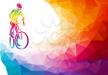 Professional cyclist involved in a bike race. Vector multicolor rainbow colors artwork. Vector illustration. Eps10