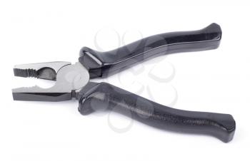 Combination pliers with black handles isolated on white background