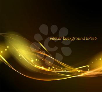 Abstract gold design on dark background with bright lines