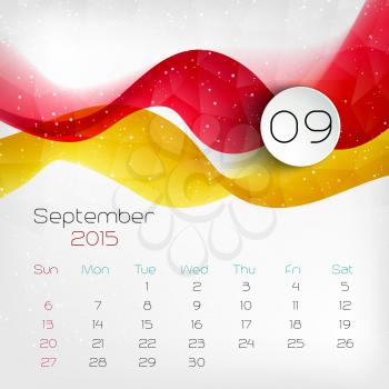 2015 color  Calendar. September. Vector illustration.  EPS 10