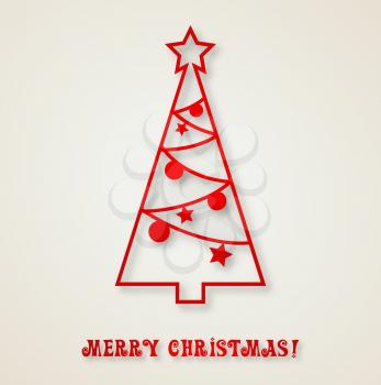 Vector illustration Christmas tree paper background. EPS 10