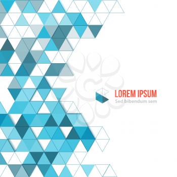 Abstract blue polygonal triangles poster. Vector illustration.