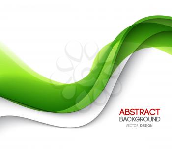 Abstract green wavy lines.  Colorful vector background. Green wave