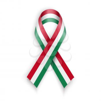 Flag of Hungary. Abstract hungarian ribbons isolated on white, vector illustration