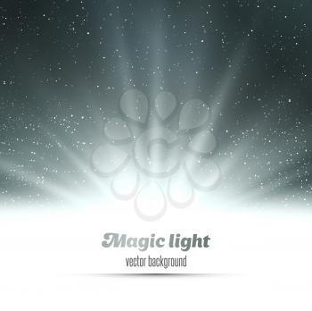 Abstract magic  light background. Silver holiday burst