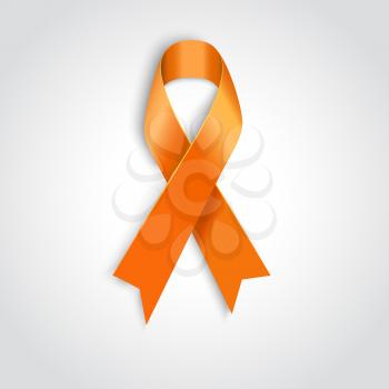 Vector Orange ribbon as symbol of Animal Abuse, leukemia awareness, kidney cancer association