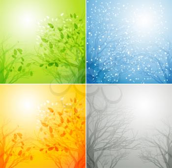 A tree in four different seasons