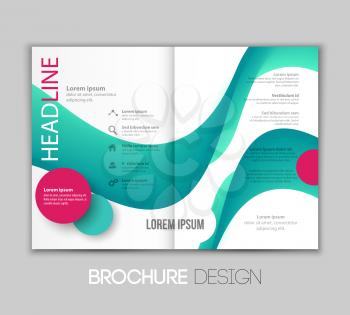 Vector illustration template leaflet design with  turquoise color lines