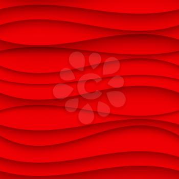 Seamless Wave Pattern. Curved Shapes Background. Regular red wave Texture