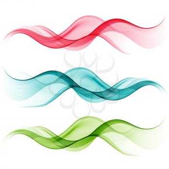 Abstract motion smooth color wave . Set of Curve green, blue and red lines 