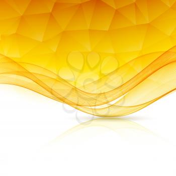 Abstract yellow template background with wave and low poly.  Brochure design