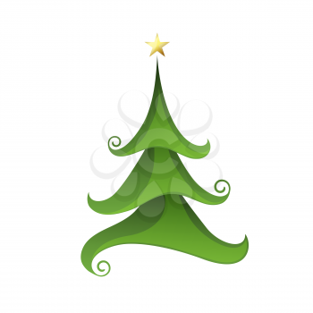 Merry Christmas tree isolated on white. Vector illustration EPS10