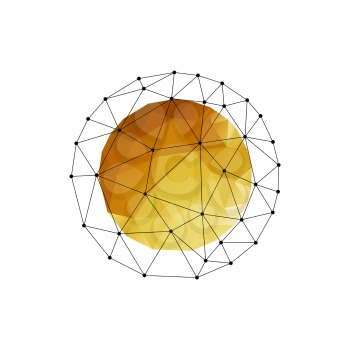 Vector color abstract geometric sphere with gold triangle.