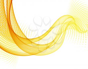 Abstract vector background with orange smooth color wavewith halftone
