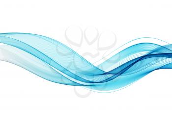 Vector blue abstract wave design element. Transparent smoke wave
