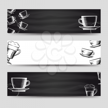 Coffee and tea horizontal banners set vector